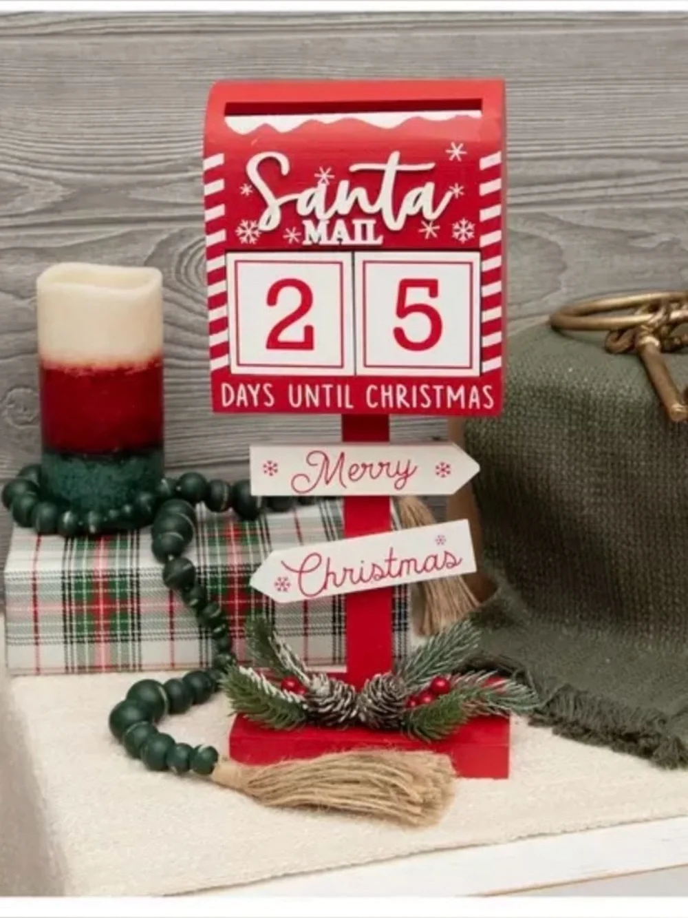 Santa Mailbox Days 'Til Christmas Countdown Calendar Santa Mail Red Countdown to
